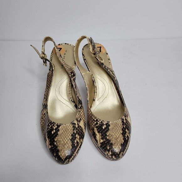 Tahari snake print platform slingback Heels Size 7M - Picture 2 of 12